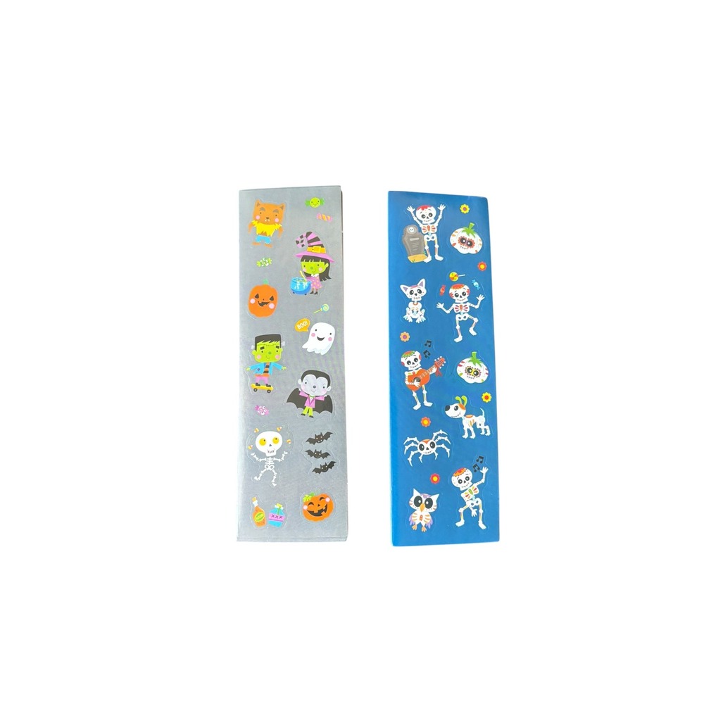 Lot of 12 Halloween Sticker Sheet Cute Skeleton Pumpkin Party Favor Scrapbooking